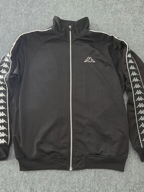 Vintage KAPPA Track Jacket 90s Tracksuit Top Mens Size Medium Tape Logo Black